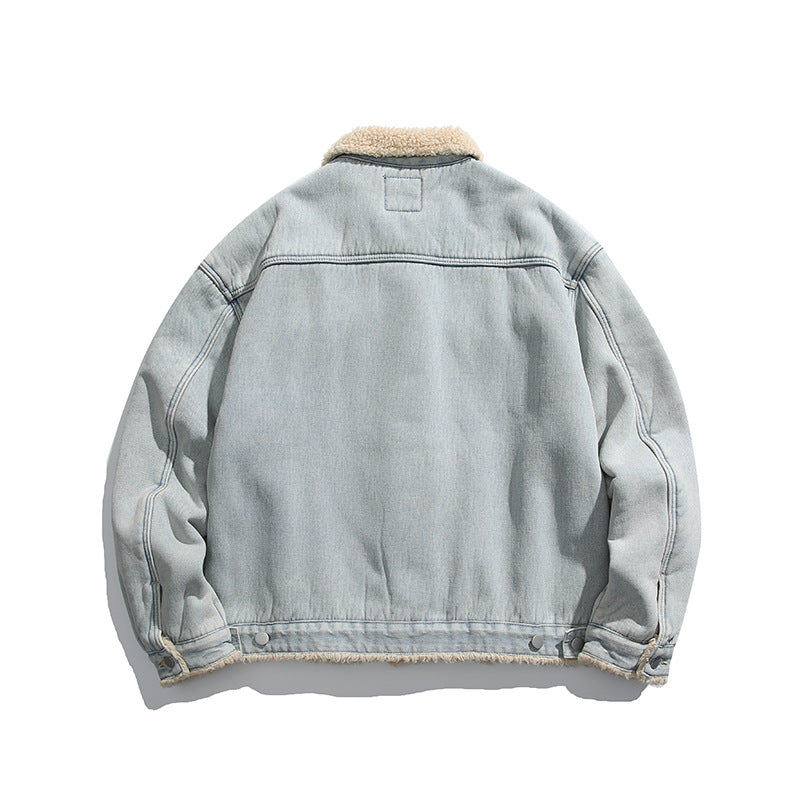 Unisex Oversize Denim Jacket with Teddy Lining and Sherpa Collar Chichicherry
