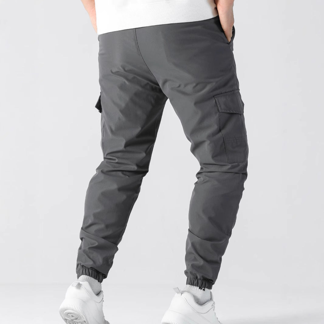 Men's utility cargo jogger pants with drawstring, elastic waistband & flap pockets Chichicherry