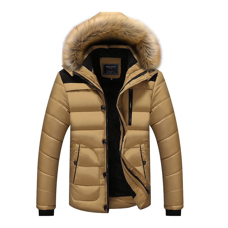 Men's quilted parka with teddy lining, hood with faux fur trim and hidden chest pocket Chichicherry