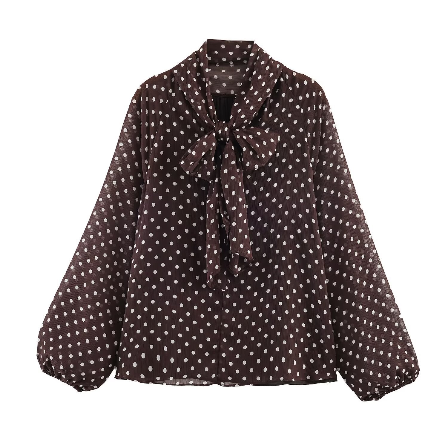 Women's chiffon blouse with bow collar and balloon sleeves Chichicherry