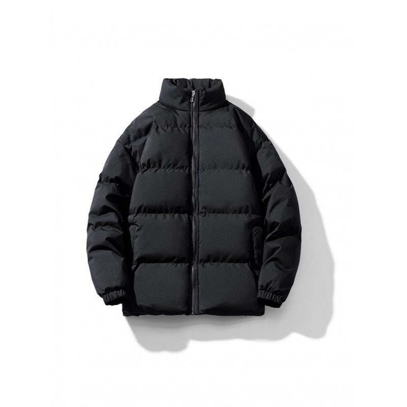 Unisex Lightweight Padded Down Look Puffer Jacket with Stand Collar and Two-Way Zipper Chichicherry