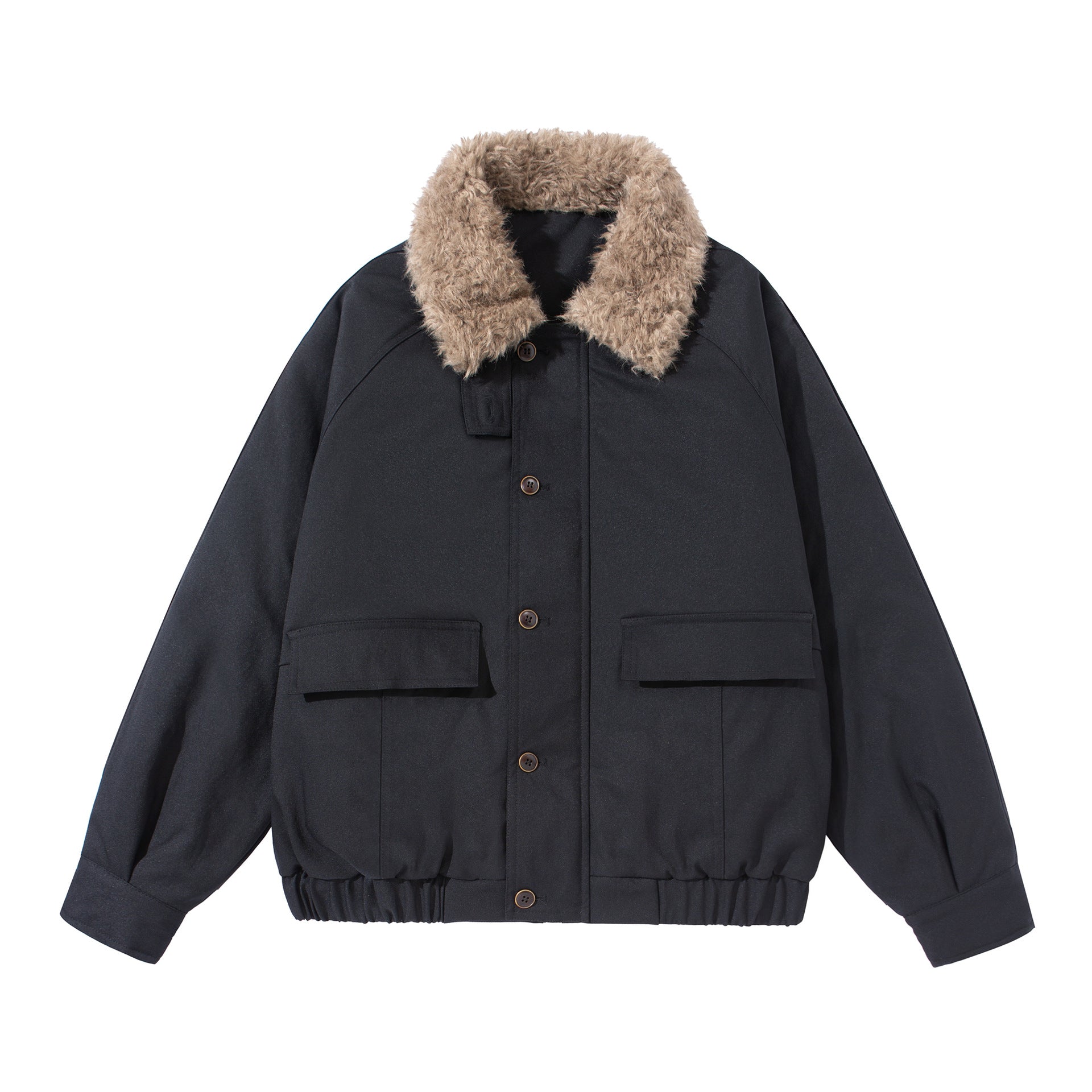 Unisex Boxy Isolation Blouson with removable faux fur shawl collar and cargo pockets Chichicherry