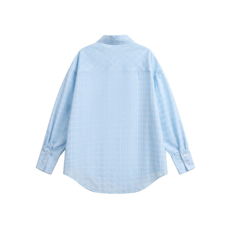 Women's Loose Oversized Shirt made of light cotton blend with checkered pattern Chichicherry