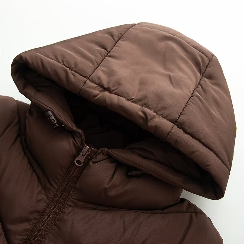 Women's hybrid quilted jacket with padding, hood, and elastic sleeve inserts Chichicherry