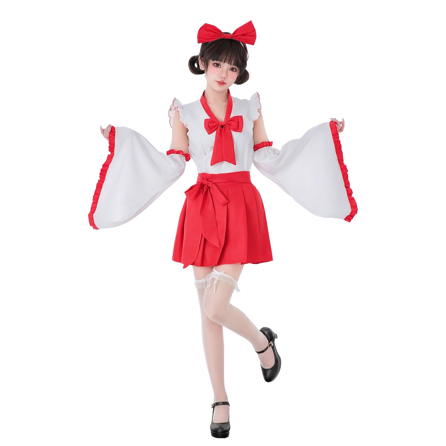 Women playful costume dress with swinging sleeves and decorative bows Chichicherry