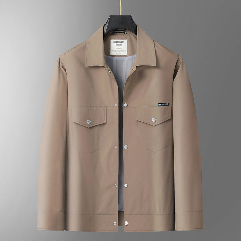 Men's lightweight worker overshirt made of water-repellent microfiber with snap button placket and patch chest pockets Chichicherry