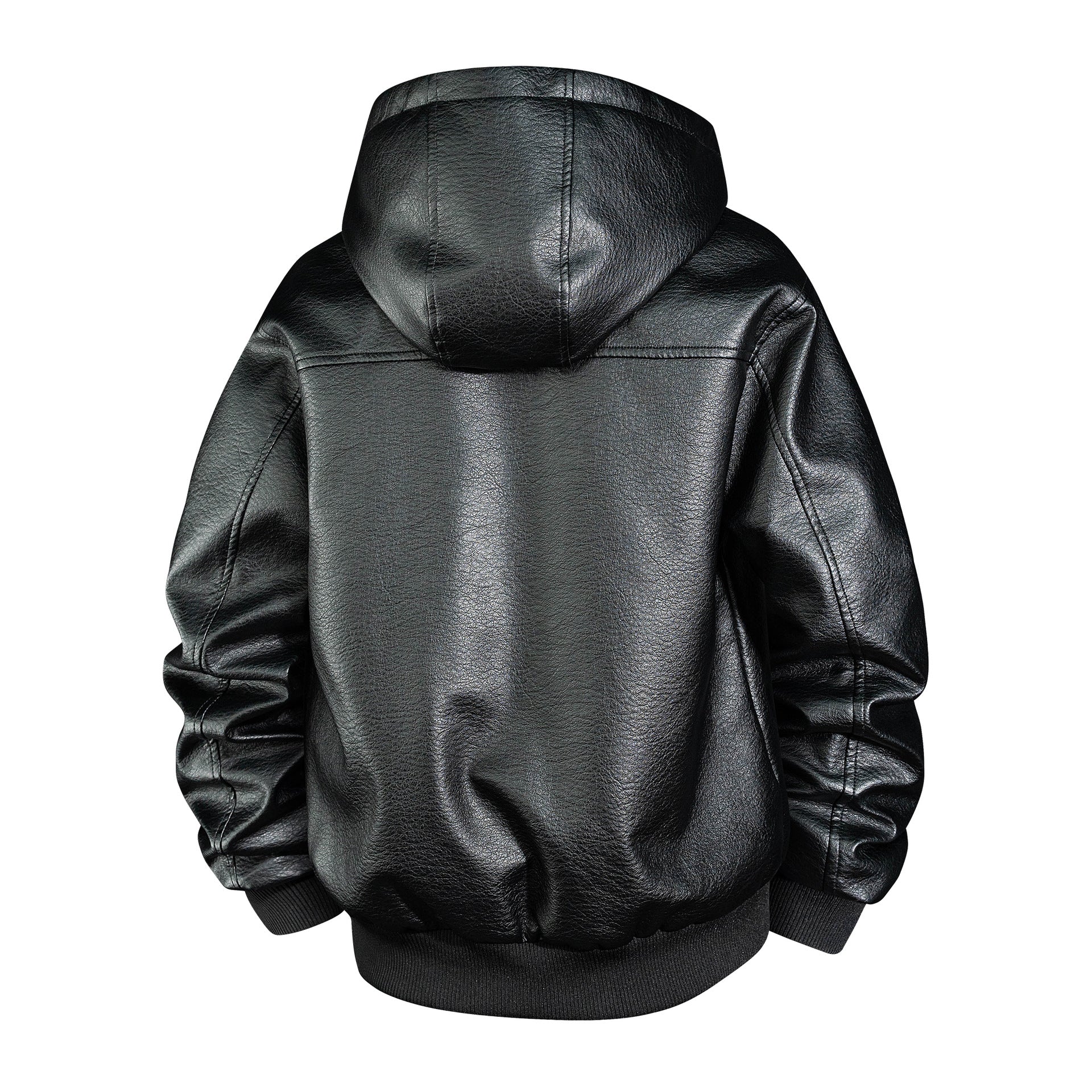 Men's leather bomber jacket with teddy lining and hood Chichicherry