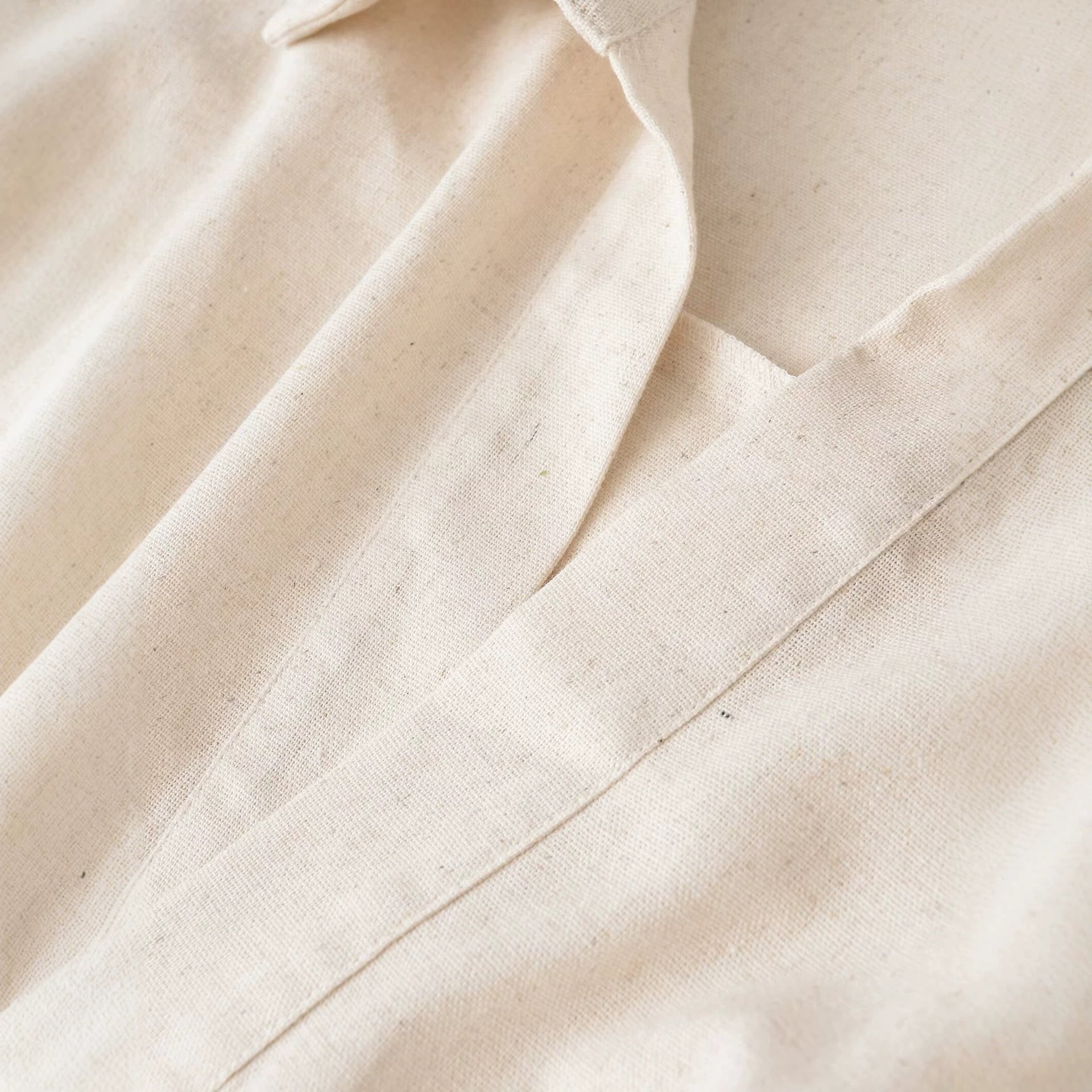 Women's Oversized Linen Blouse with Open V-Neck and Gathered Hem Chichicherry