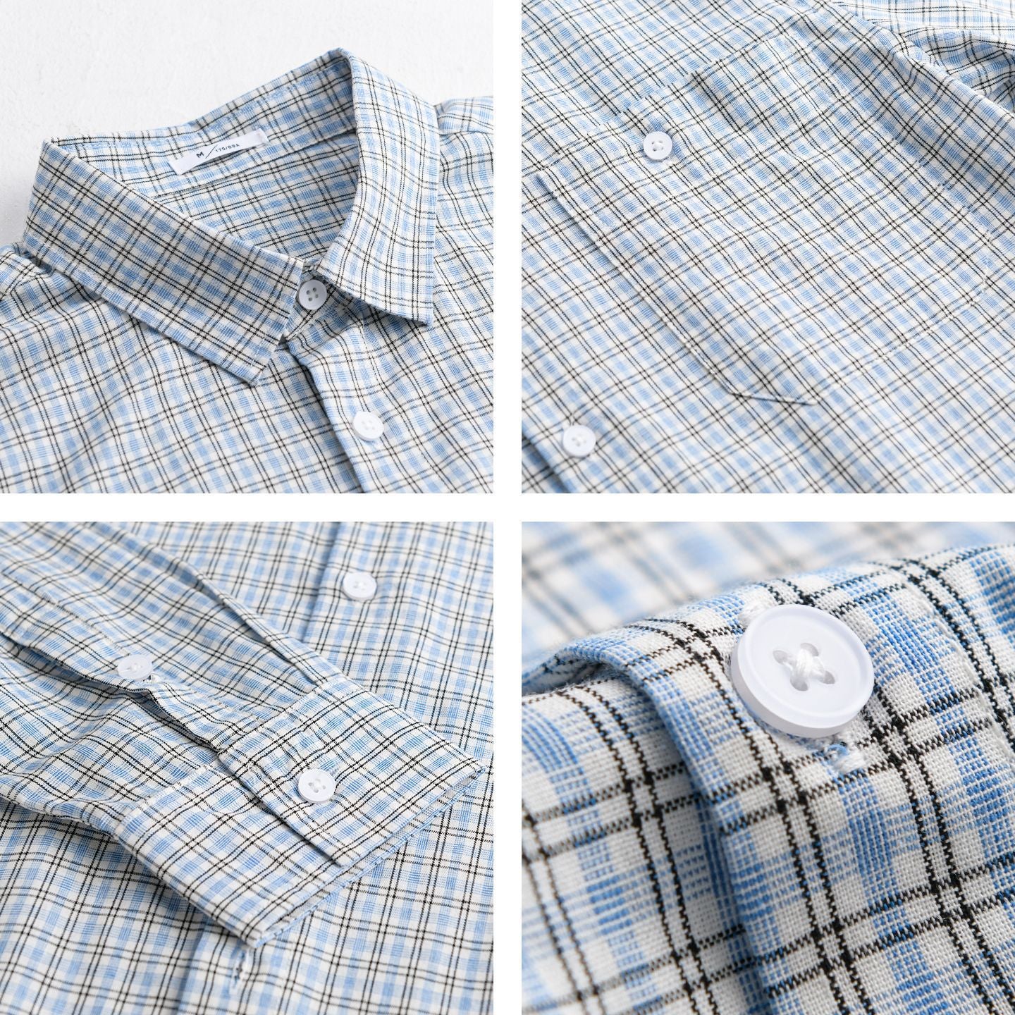 Men's Fine Checkered Pattern Layering Shirt made of Cotton Poplin with Chest Pocket and Relaxed Hem Chichicherry