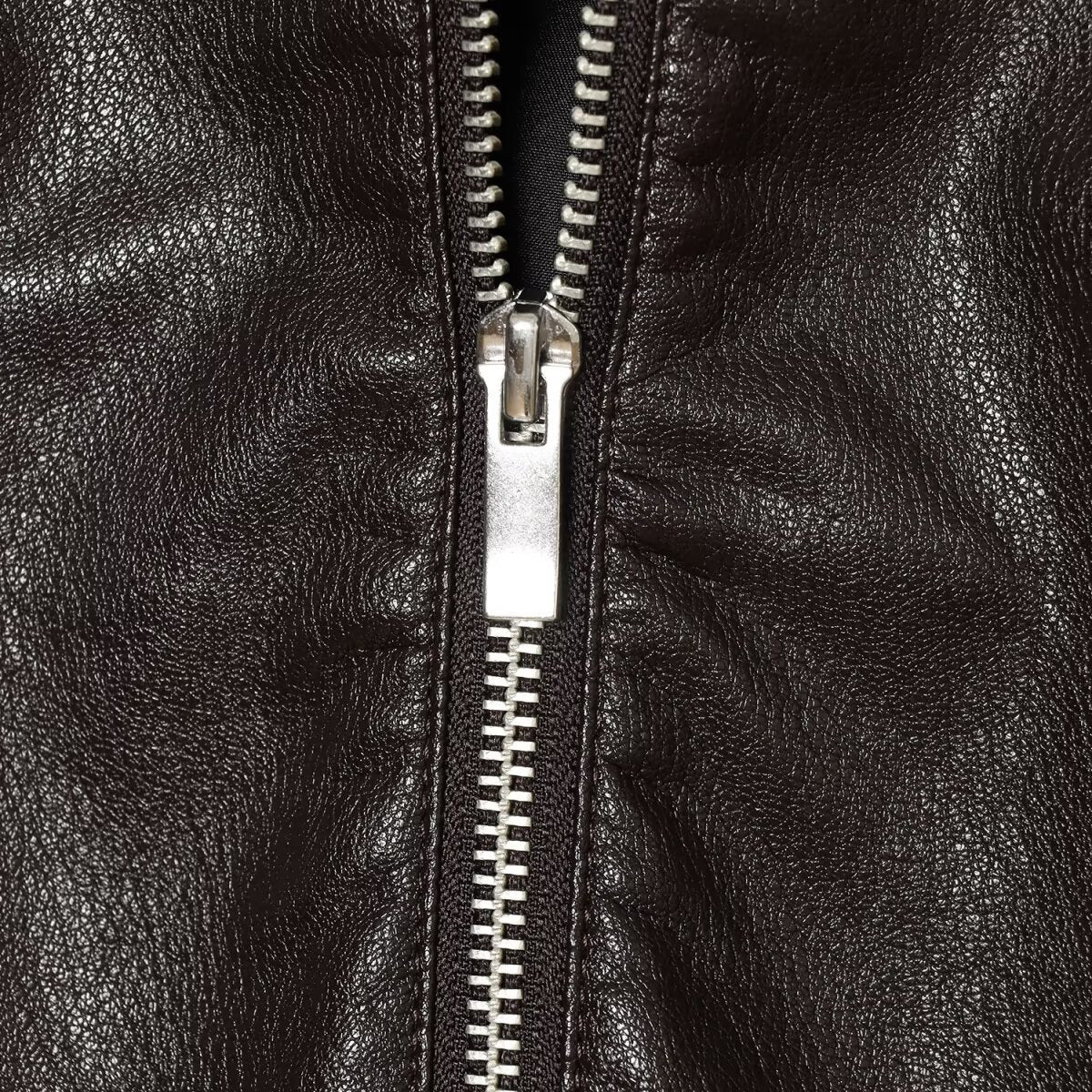 Women's Cropped Faux Leather Bomber Jacket with Hood, Drawstring and Elastic Cuffs Chichicherry