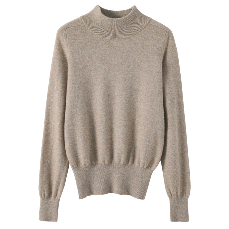 Women's mock neck pullover made of fluffy angora blend with a relaxed balloon sleeve silhouette Chichicherry