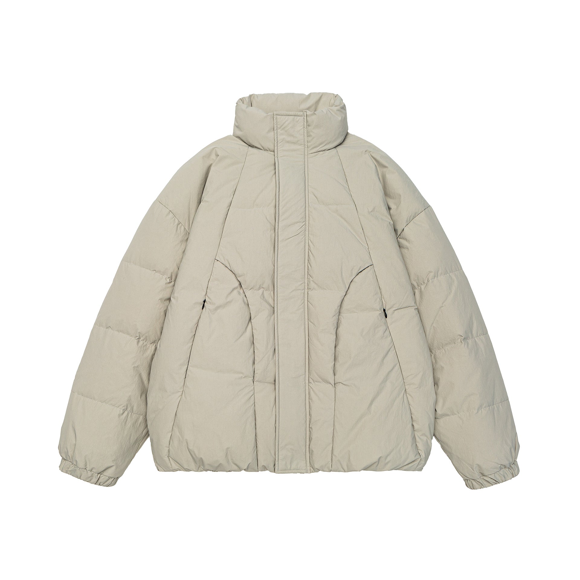 Women's Voluminous Padded Jacket with High Stand Collar and Windproof Front Flap Chichicherry