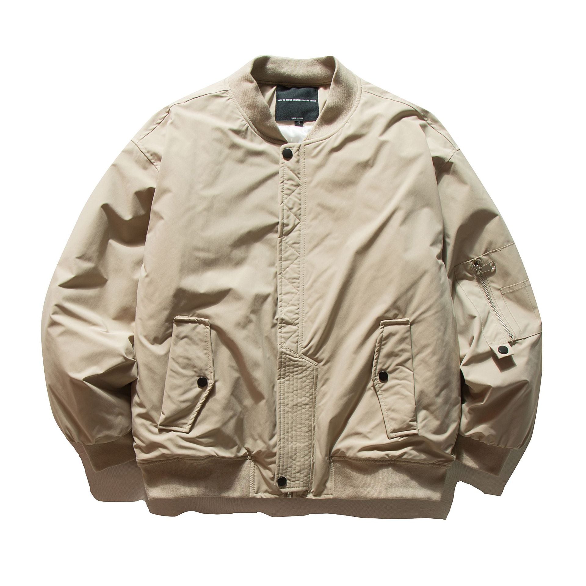 Men's Padded Bomber Jacket in MA-1 Style with Sleeve Utility Pocket Chichicherry