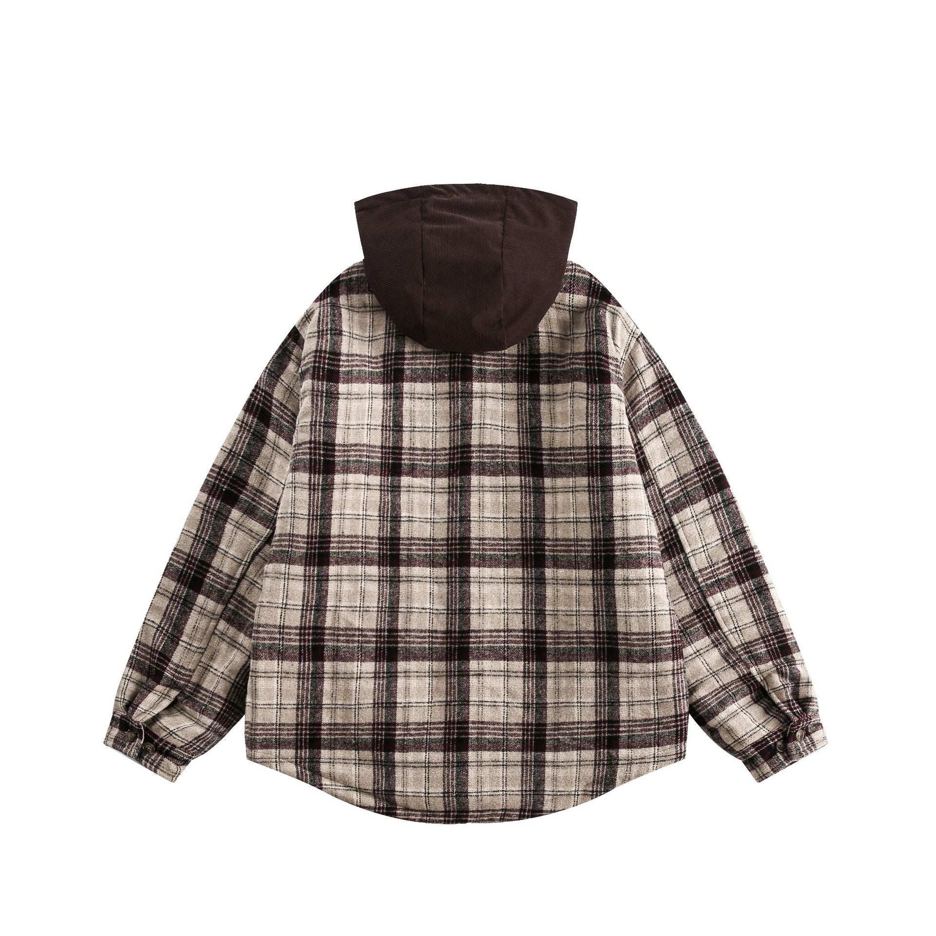 Unisex Oversized Check Shirt with Hood and Teddy Lining Chichicherry