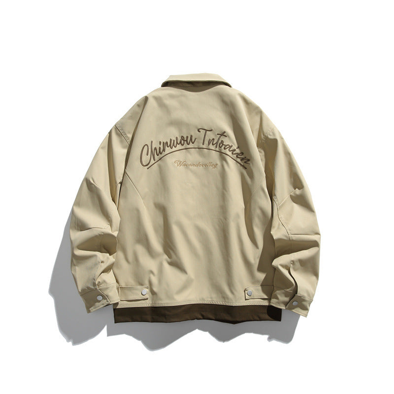 Unisex Boxy transitional blouson jacket with full-length zipper, chest zip pocket, and contrasting ribbed hem Chichicherry