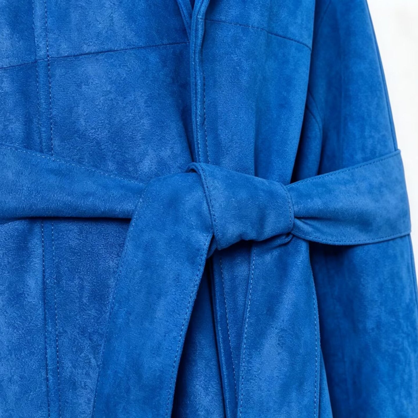 Women's short jacket in kimono style made of velour look with shawl collar and tie belt Chichicherry