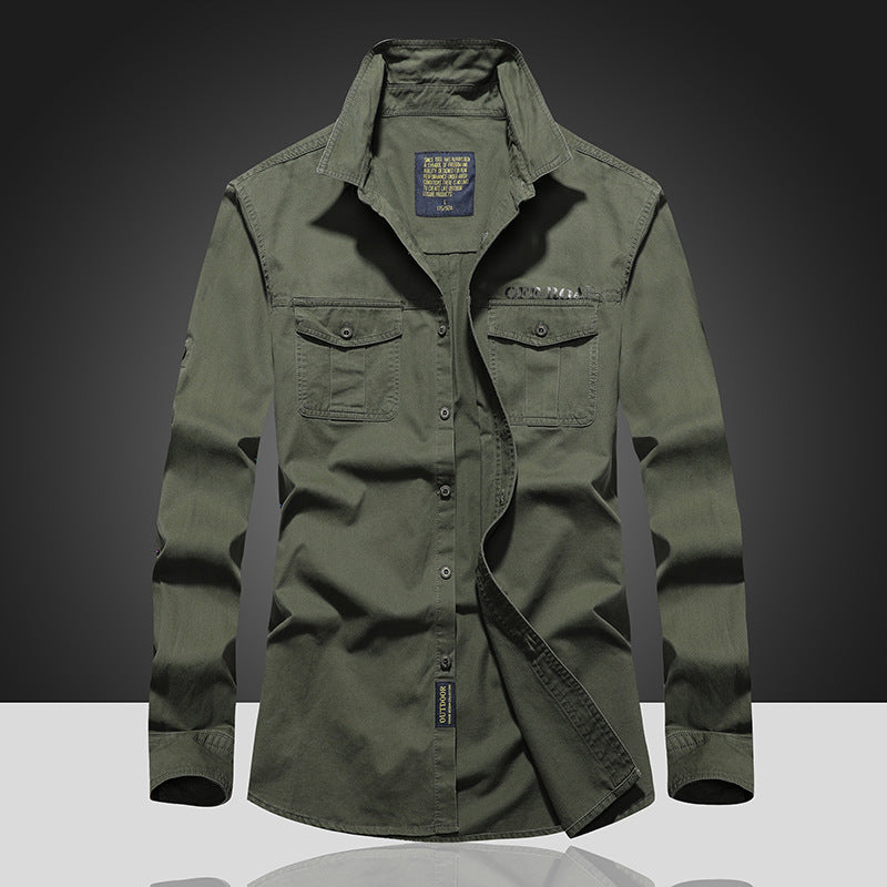Men's Long Utility Shirt with Chest Flap Pockets, Button Front and OFF-ROAD Logo Chichicherry