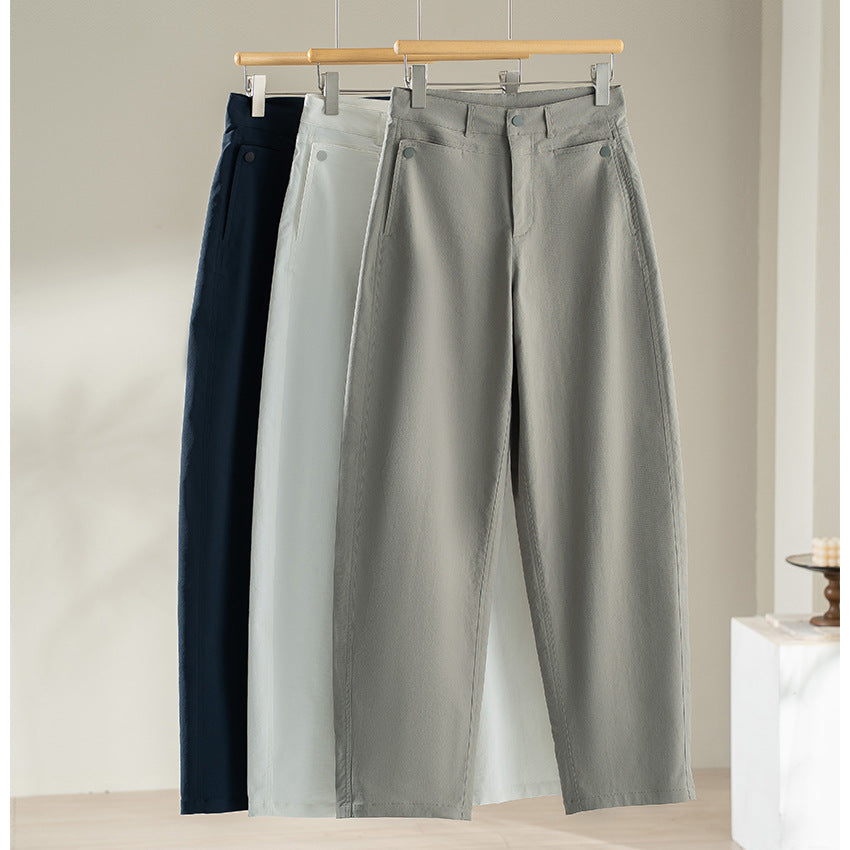 Women High-Rise Wide-Leg Trousers made of Flowing Viscose Blend with Creases and Side Pockets Chichicherry