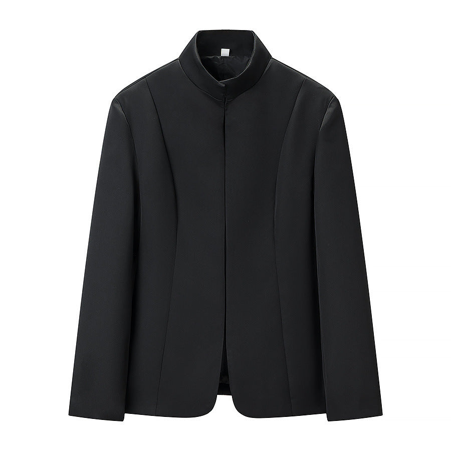 Women's Tailored Blazer Jacket with Stand-Up Collar and Matching Shorts Skirt Set Chichicherry