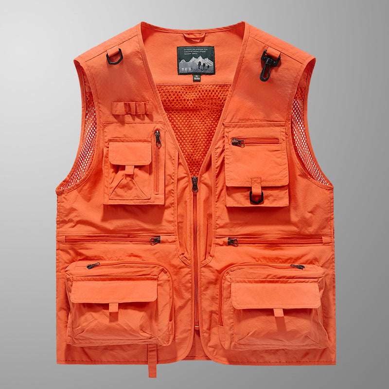 Men's multifunctional fishing and utility vest with mesh inserts and multiple pockets Chichicherry