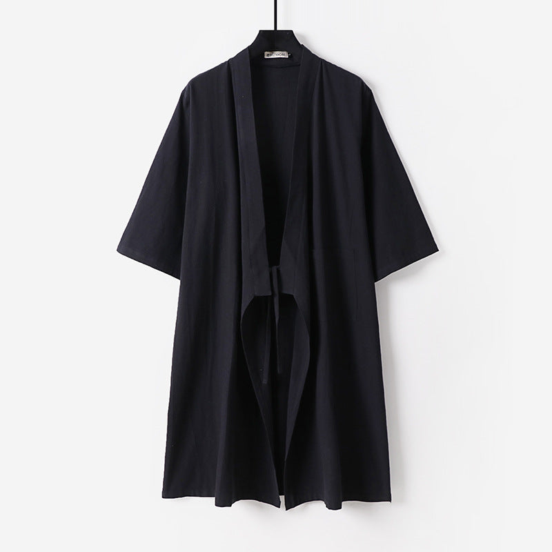 Unisex Oversize Kimono Coat made of cotton blend with tie belt and three-quarter sleeves Chichicherry