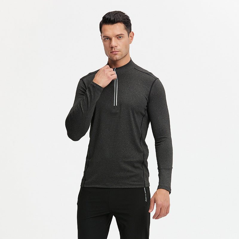 Men's long sleeve training shirt with half zipper and breathable functional material Chichicherry