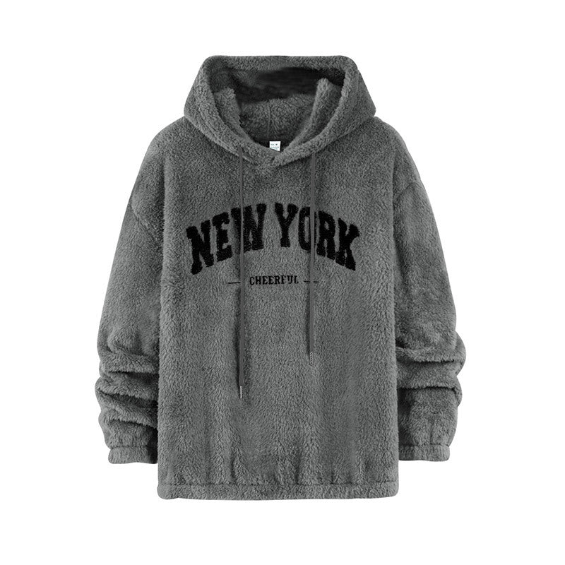 Unisex Cozy Teddy Fleece Hoodie with Chenille Lettering Chichicherry