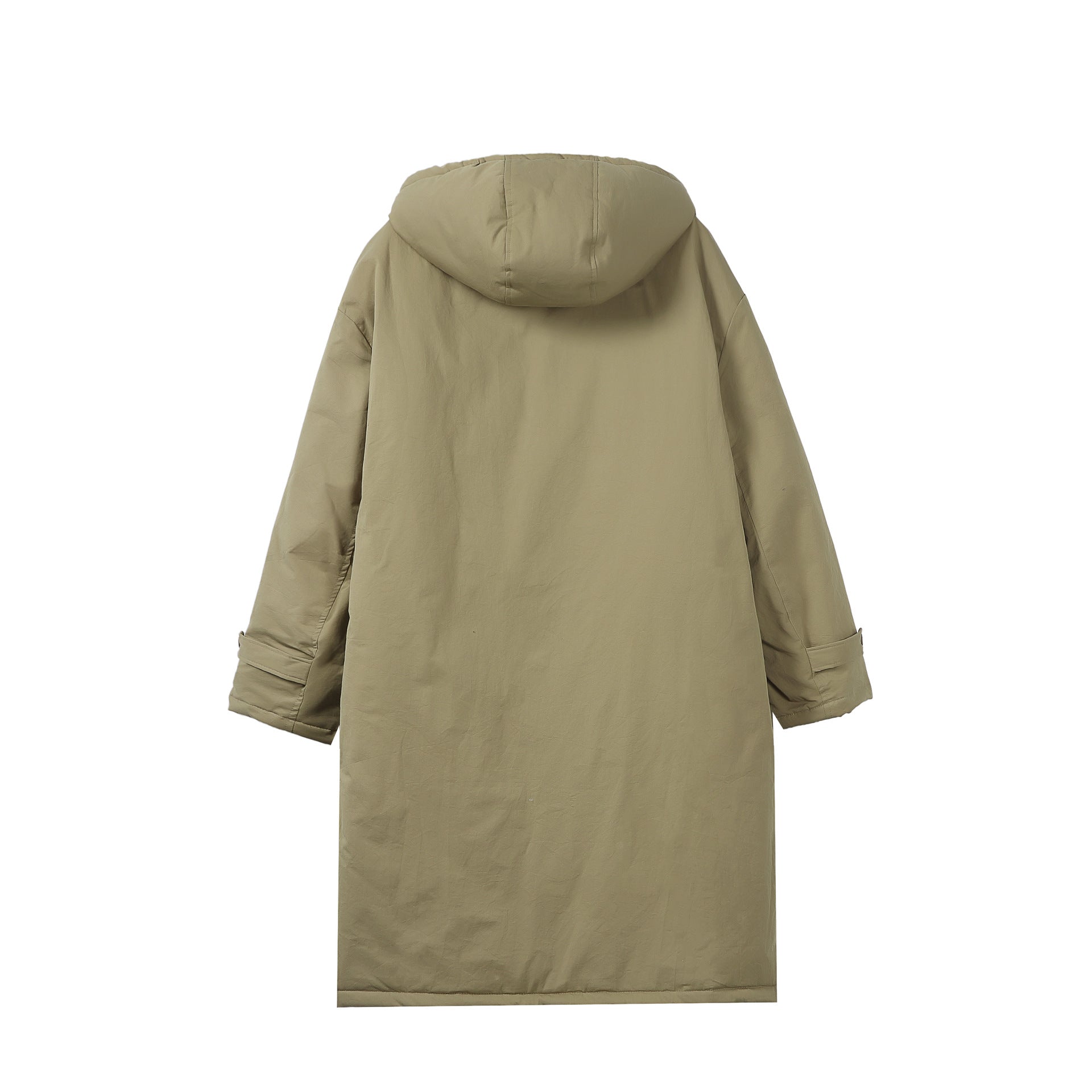 Women Long Padded Thermal Parka in Oversize Cut with Concealed Front Closure
