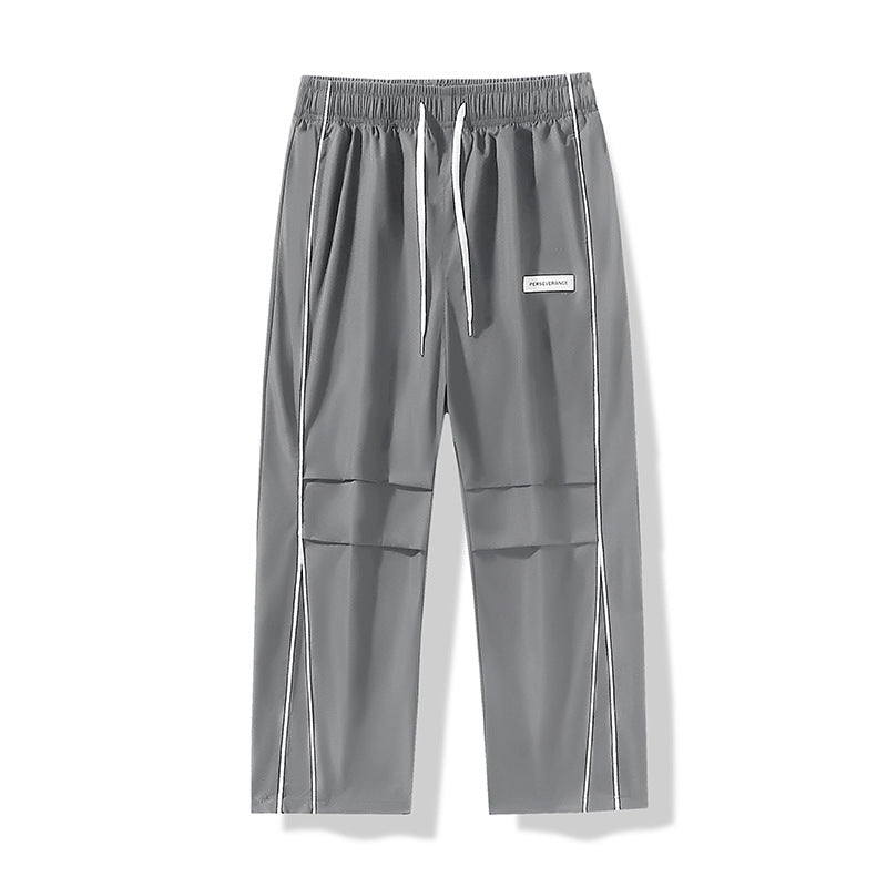 Men's Lightweight Technical Track Pants with Elastic Waistband, Knee Inserts & Side Contrast Piping Chichicherry