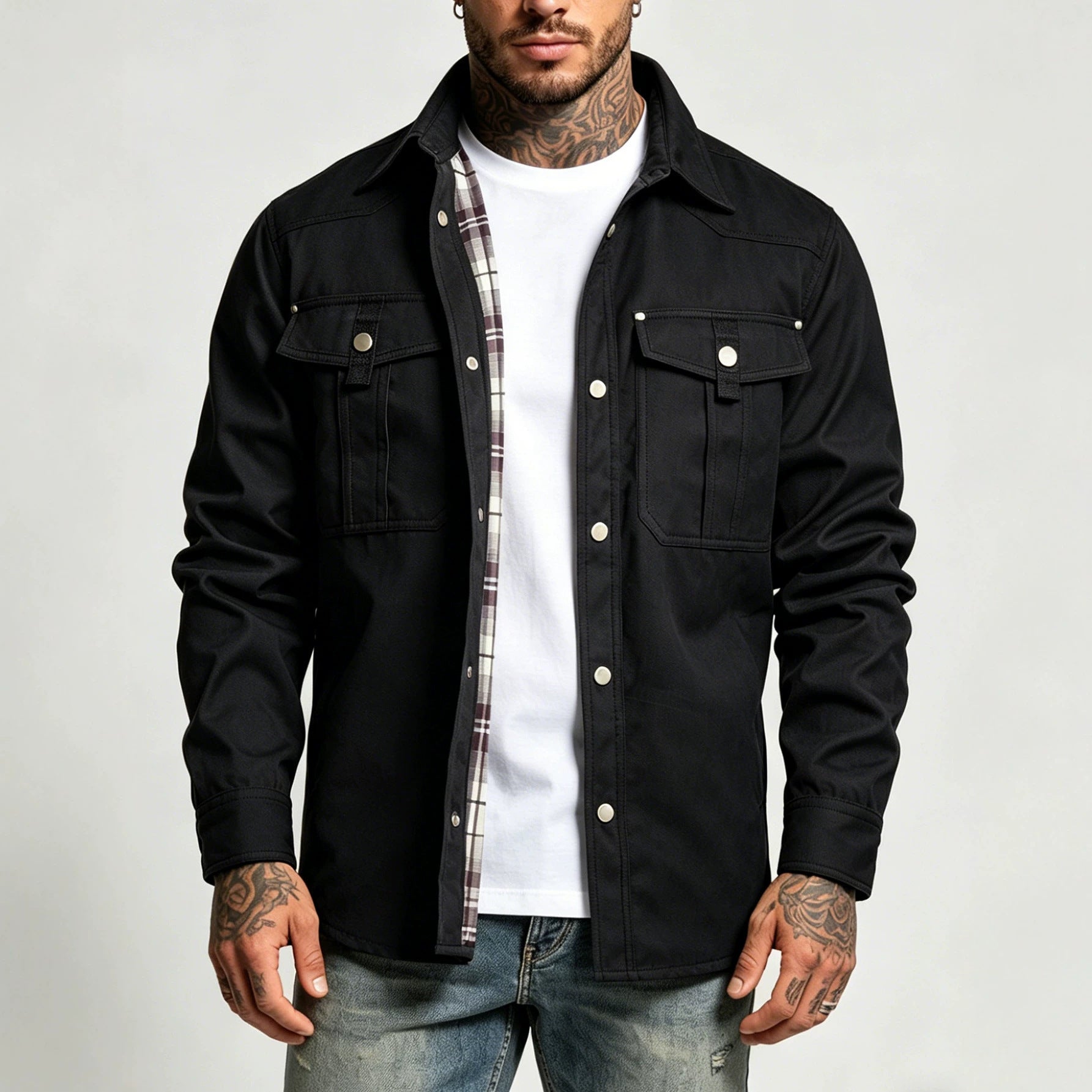 Men's Canvas Shirt Jacket Chichicherry