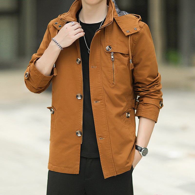 Men's lightweight canvas field parka with hood, chest zip and adjustable waist tabs Chichicherry