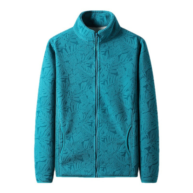 Women's fleece jacket with full zip and floral jacquard structure Chichicherry