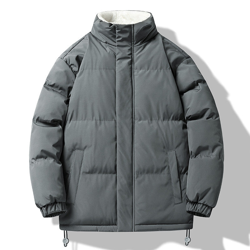 Men's loosely cut padded quilted jacket with high collar and Sherpa inner collar Chichicherry
