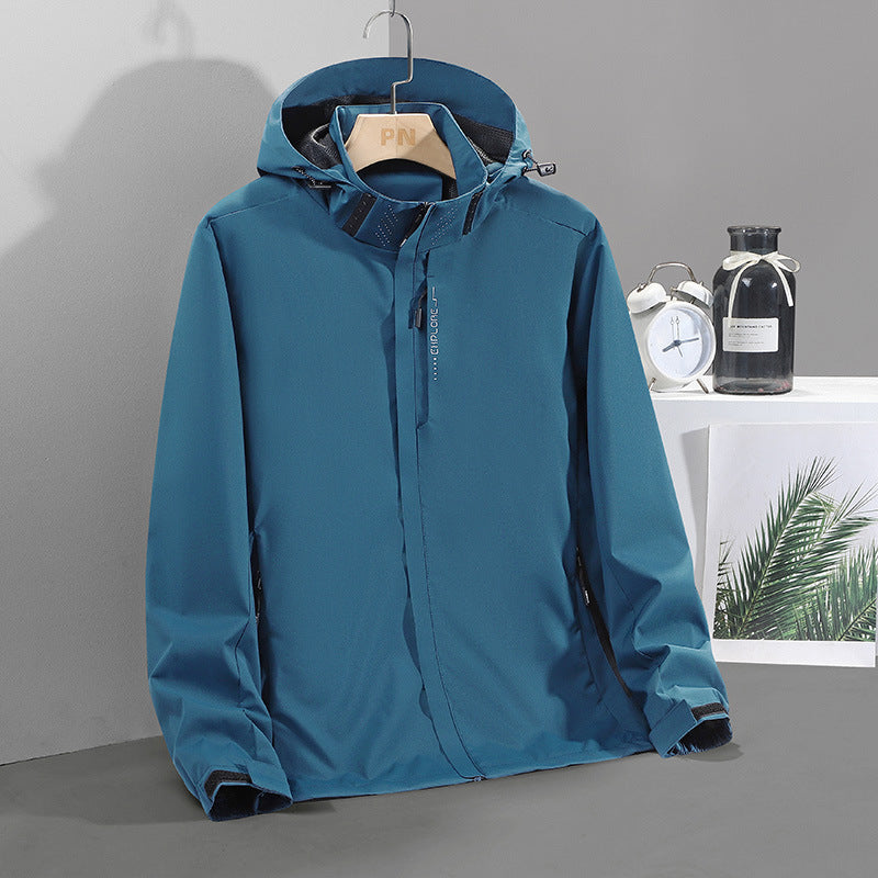 Men's Lightweight Softshell Hooded Jacket with Concealed Zipper and Windproof Membrane Chichicherry