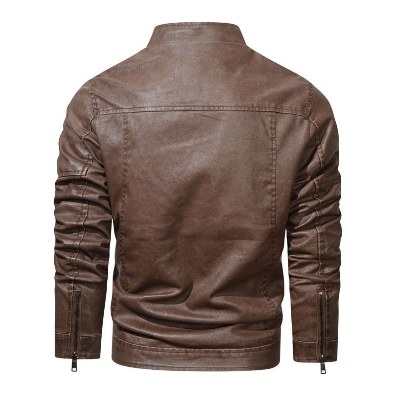 Men's tailored denim bomber jacket with stand-up collar and detailed sleeve stitching Chichicherry