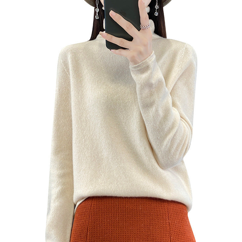 Women's Soft Fine Knit Roll Neck Sweater with Cashmere-Like Feel and Extended Cuffs Chichicherry