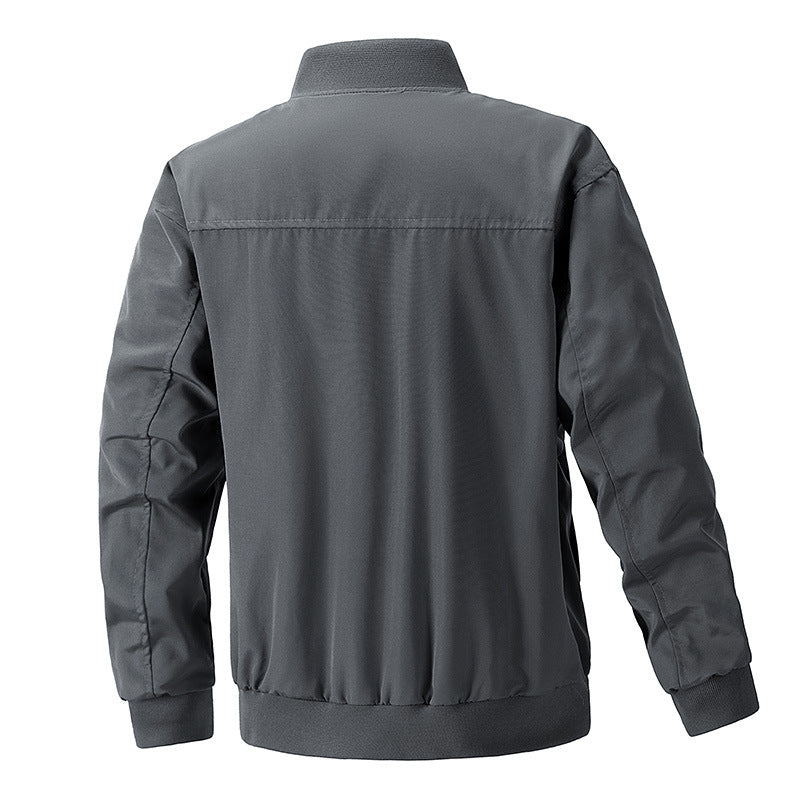 Men's urban bomber jacket with stand-up collar, vertical chest zippers, and ribbed hem Chichicherry