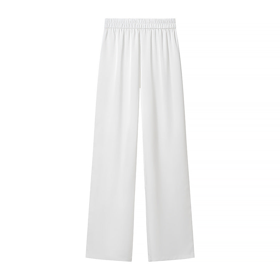 Women Two-Piece Ensemble made of flowing cape with asymmetrical hem and high-waisted wide-leg pants Chichicherry