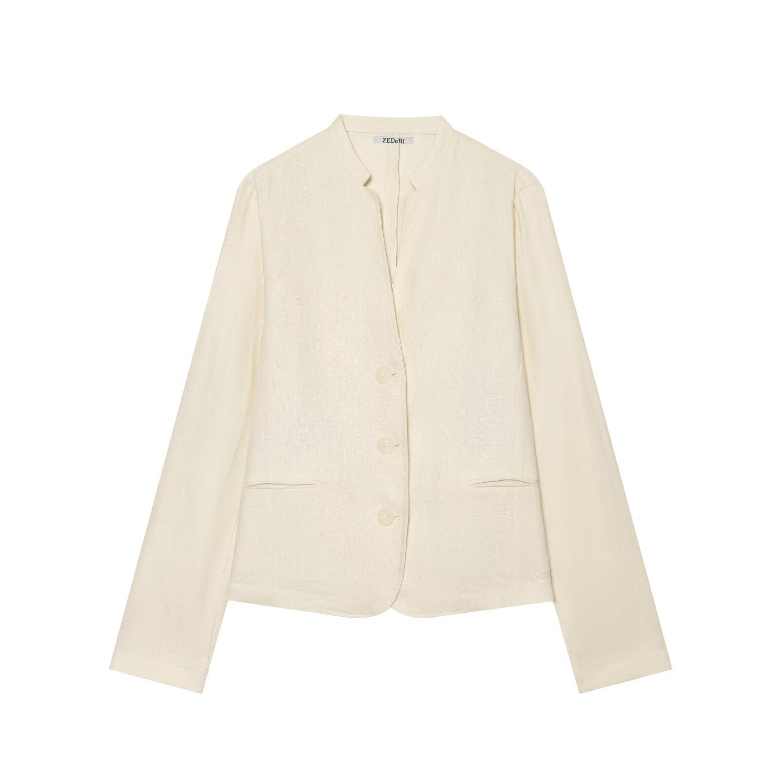Women's short blazer without collar with straight hem and three buttons Chichicherry