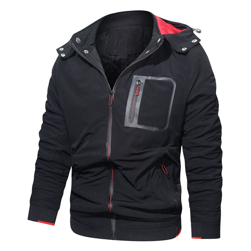 Men's softshell hoodie jacket with waterproof zip pockets and fleece-lined collar Chichicherry