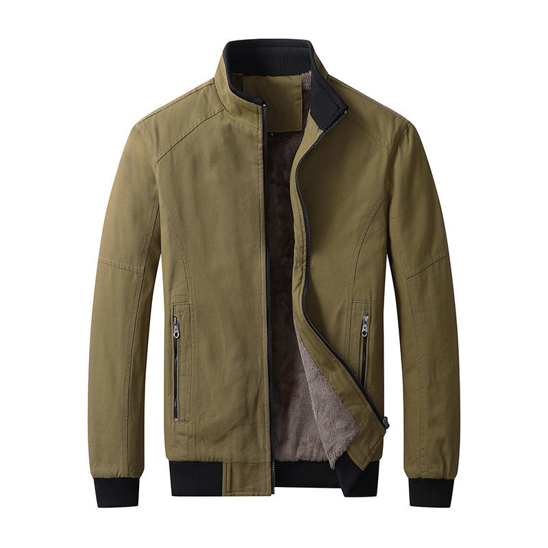 Men's padded canvas bomber jacket with teddy fleece lining and stand-up collar Chichicherry