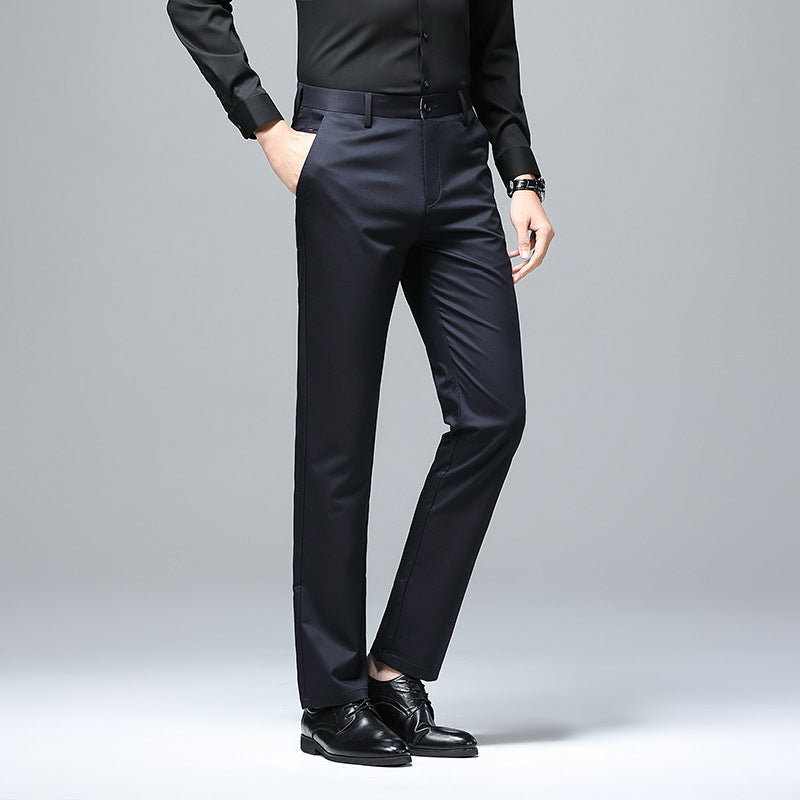 Men's Elegant Slim-Fit Chino Pants with Crease and Stretch Comfort Chichicherry