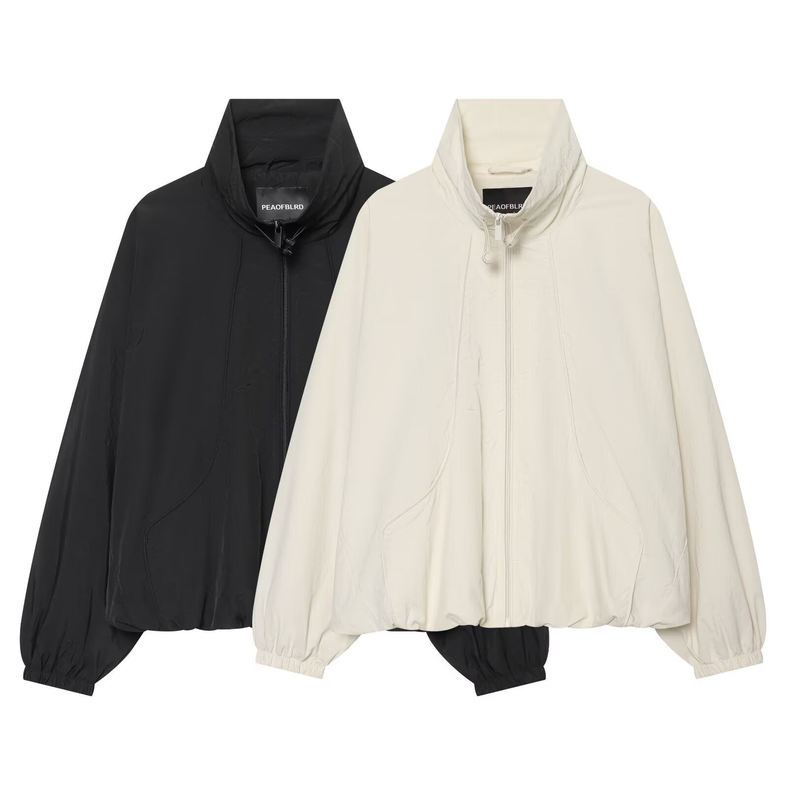 Women's Oversize Bomber Jacket in Cropped Style with High Funnel Neck Chichicherry