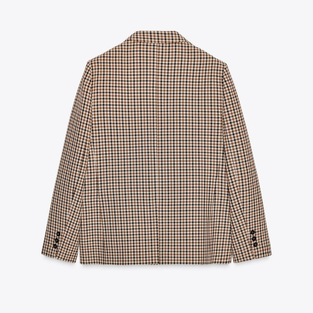 Women's Check Blazer in Modern Tailoring with Notch Lapel, Two-Button Closure and Lined Flap Pockets Chichicherry