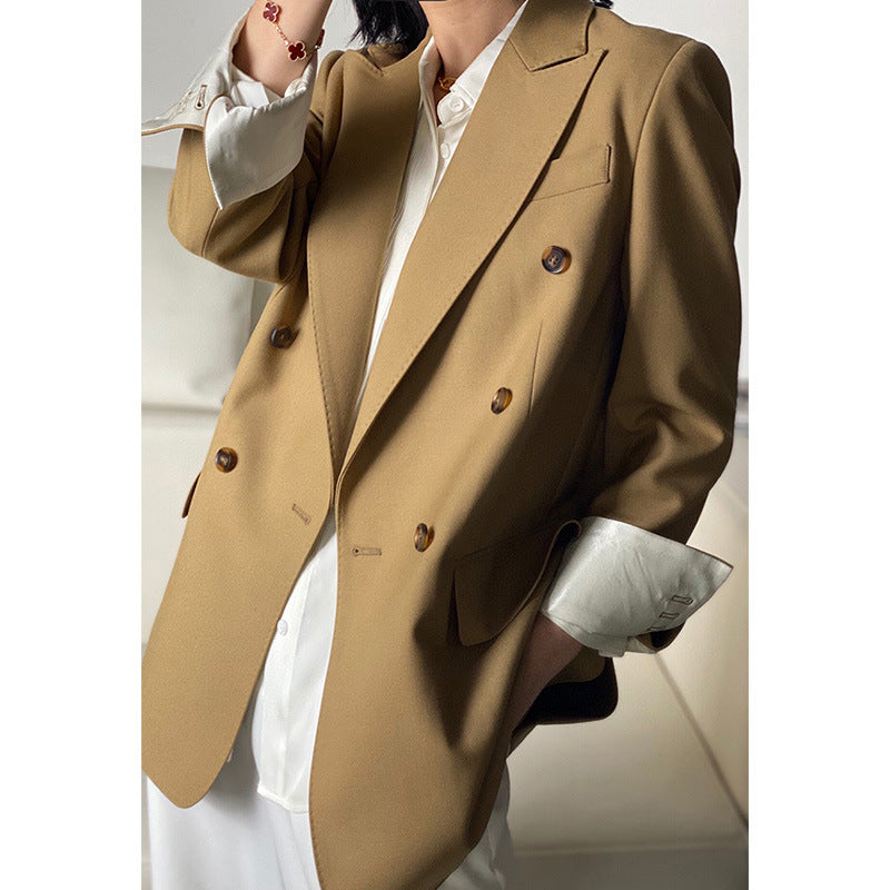 Women Double-Breasted Wool Blazer Chichicherry