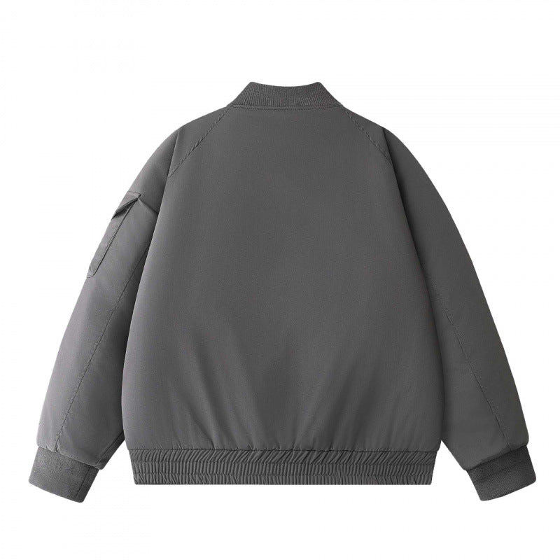 Unisex Short-Cut Utility Bomber Jacket with Large Front Pockets and Sleeve Organizer Chichicherry