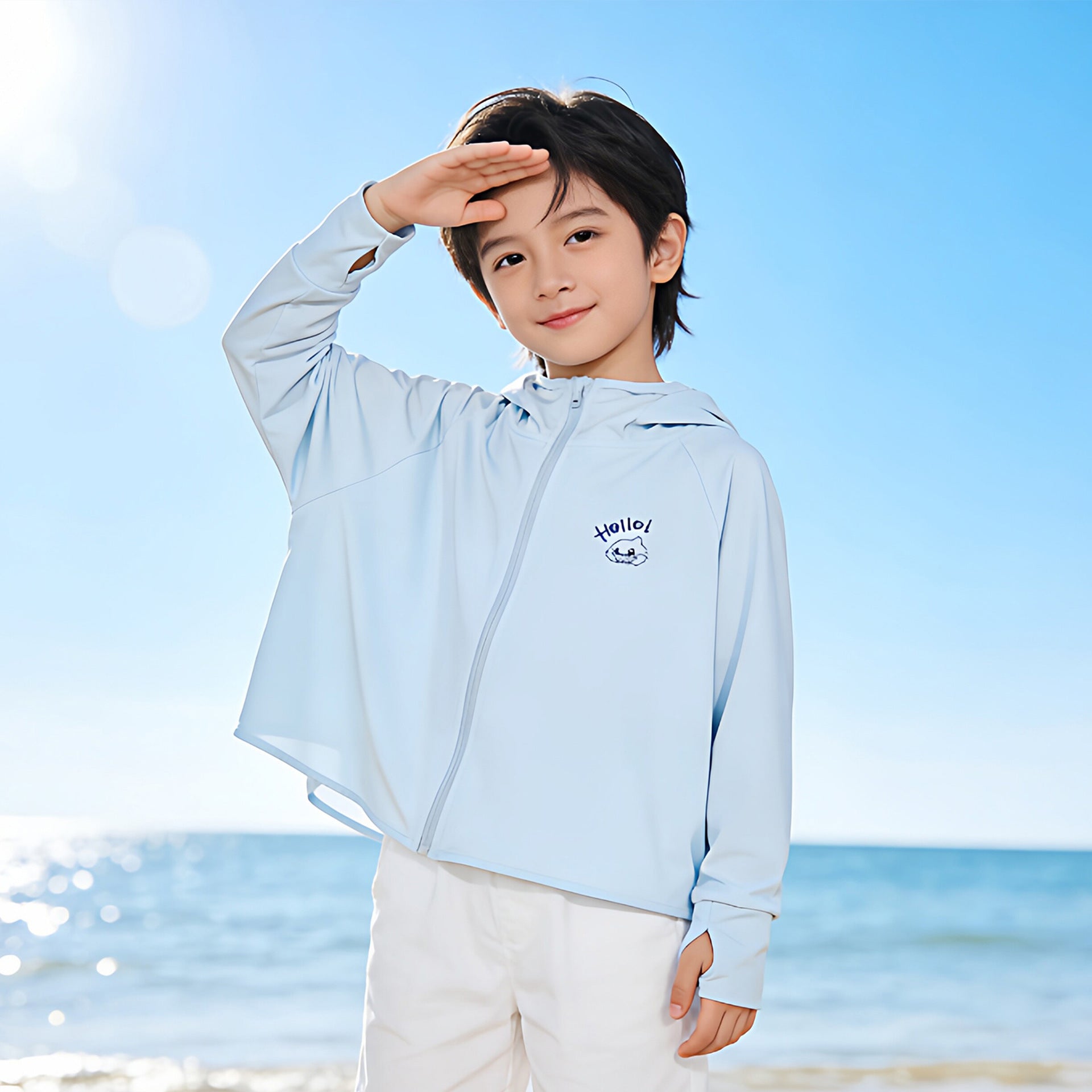 Women's light UV protection hooded jacket for children with thumb hole and wind-resistant functional quality Chichicherry