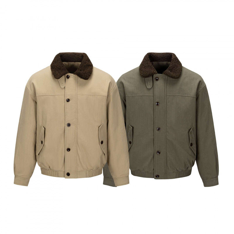 Men's short-cut blouson jacket in field style with teddy collar and flap pockets Chichicherry