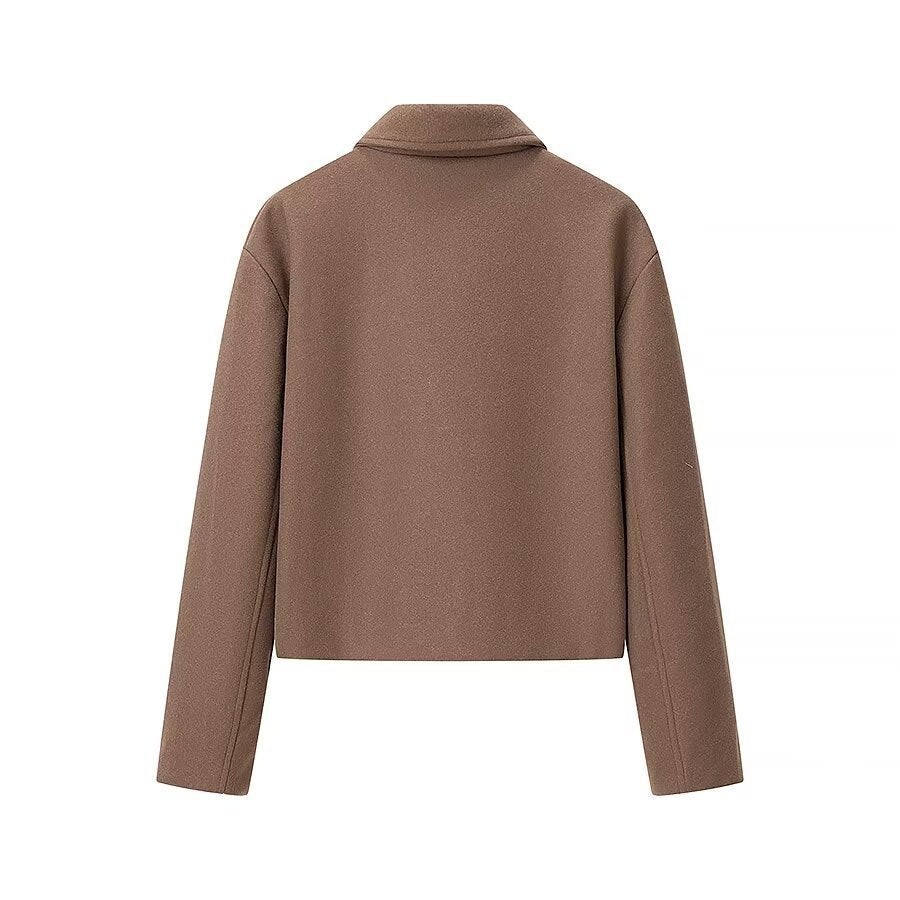 Women's short jacket made of wool blend with zipper and boxy oversized silhouette Chichicherry