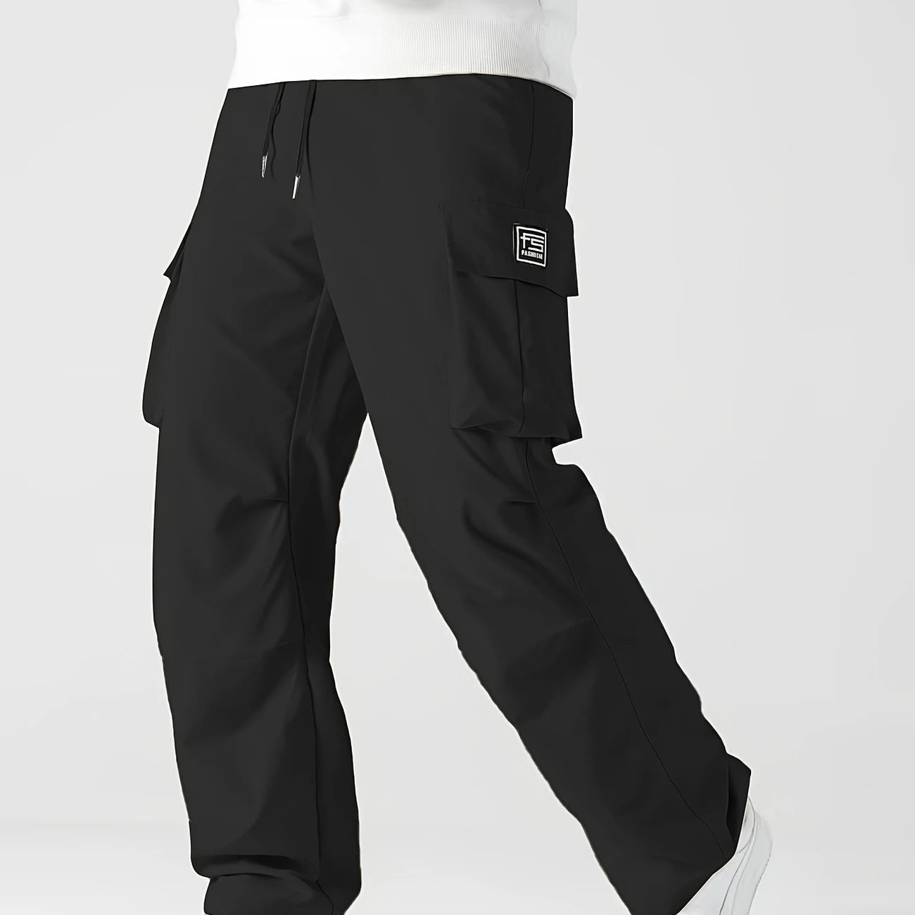 Men's Relaxed Cargo Pants with drawstring waistband, large flap utility pockets and straight leg Chichicherry